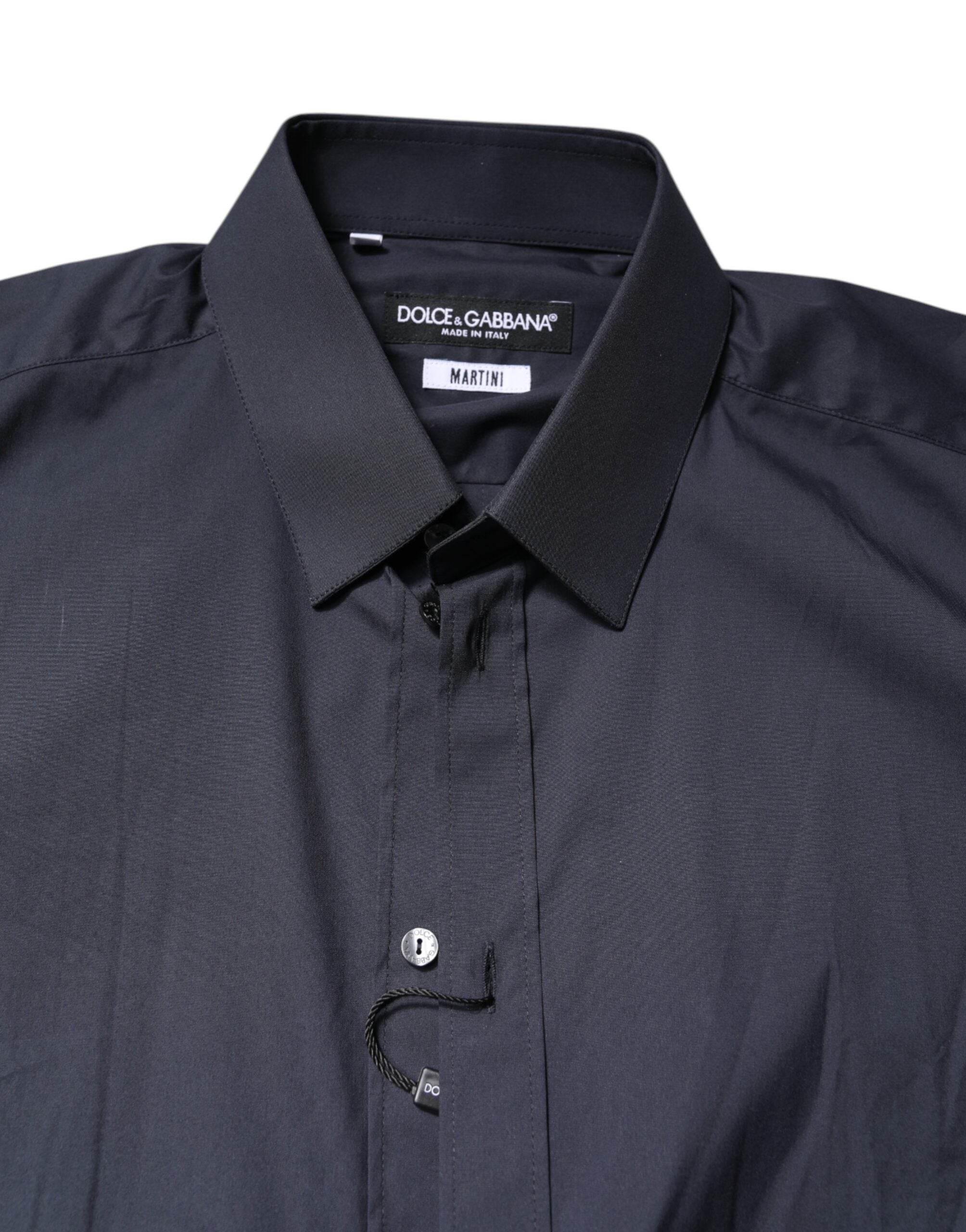 Dolce & Gabbana Dark Blue MARTINI Dress Formal Cotton Shirt
